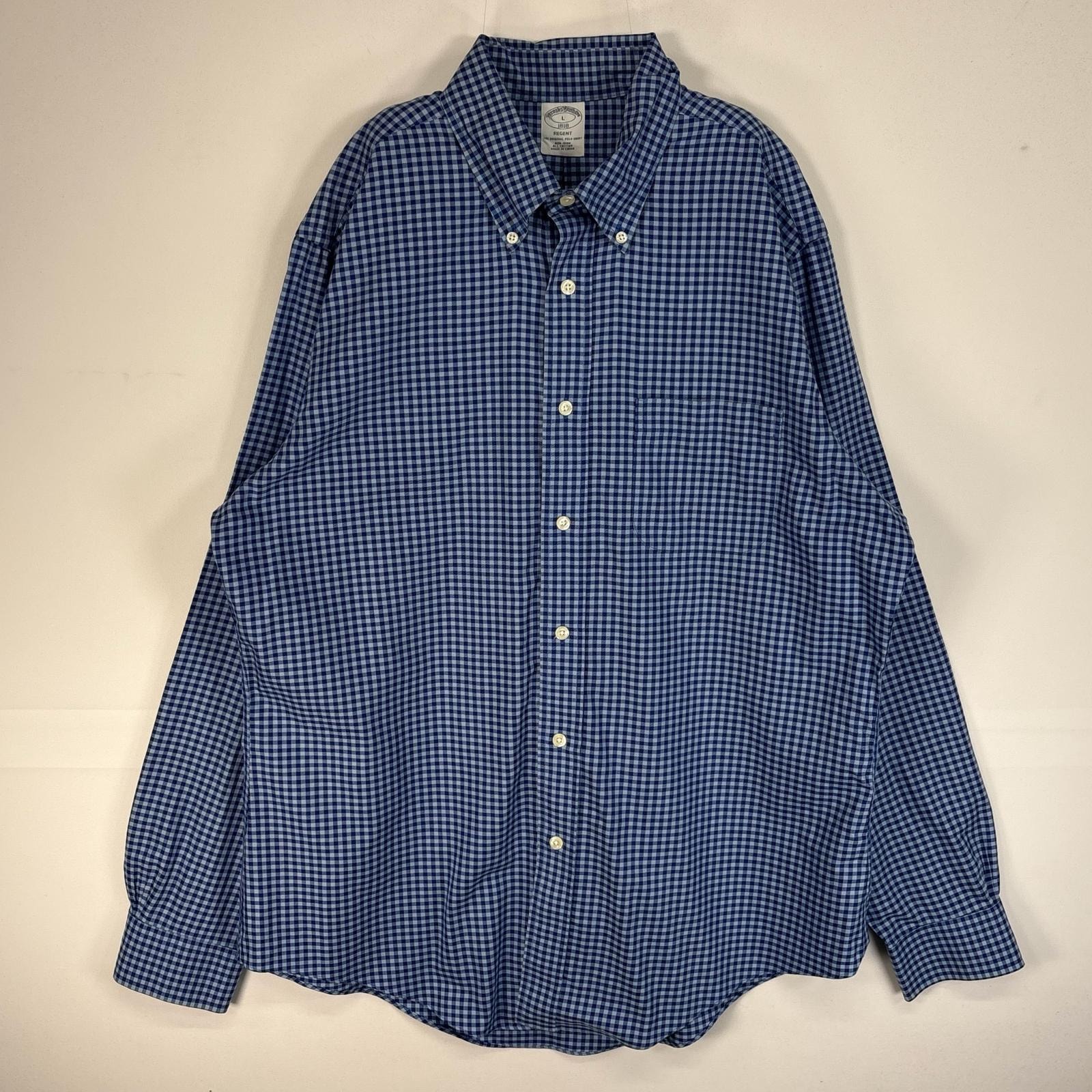 古着 ブルックスブラザーズ Brooks Brothers 長袖シャツ REGENT 胸ポケ ボタンダウン L  ブルー系 チェック メンズ