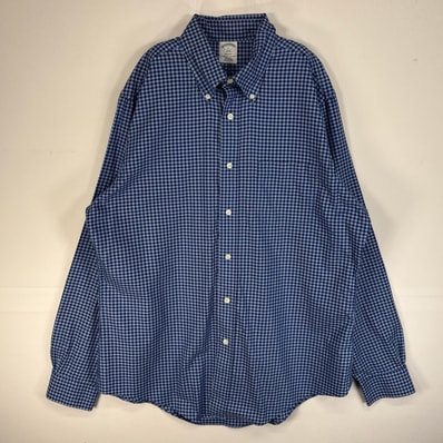 古着 ブルックスブラザーズ Brooks Brothers 長袖シャツ REGENT 胸ポケ ボタンダウン L ブルー系 チェック メンズ