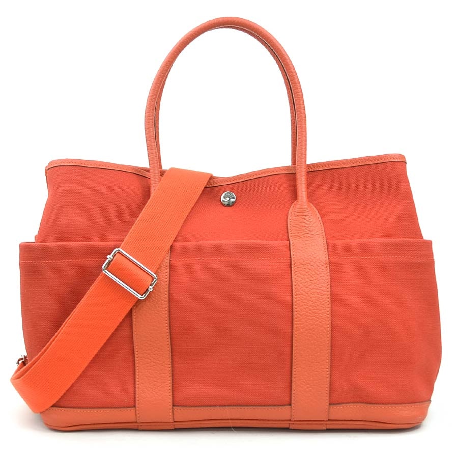エルメス HERMES ハンドバッグ ショルダーバッグ ガーデンパーティポケットPM カントリー/トワルミリタリー カプシーヌ ユニセックス【中古】 90275a