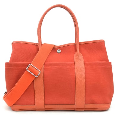 エルメス HERMES ハンドバッグ ショルダーバッグ ガーデンパーティポケットPM カントリー/トワルミリタリー カプシーヌ ユニセックス【中古】 90275a