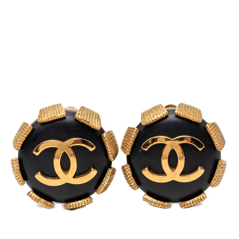シャネル ココマーク ヴィンテージ イヤリング 94P ゴールド ブラック メッキ レディース CHANEL 【中古】