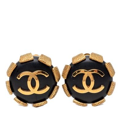 シャネル ココマーク ヴィンテージ イヤリング 94P ゴールド ブラック メッキ レディース CHANEL 【中古】