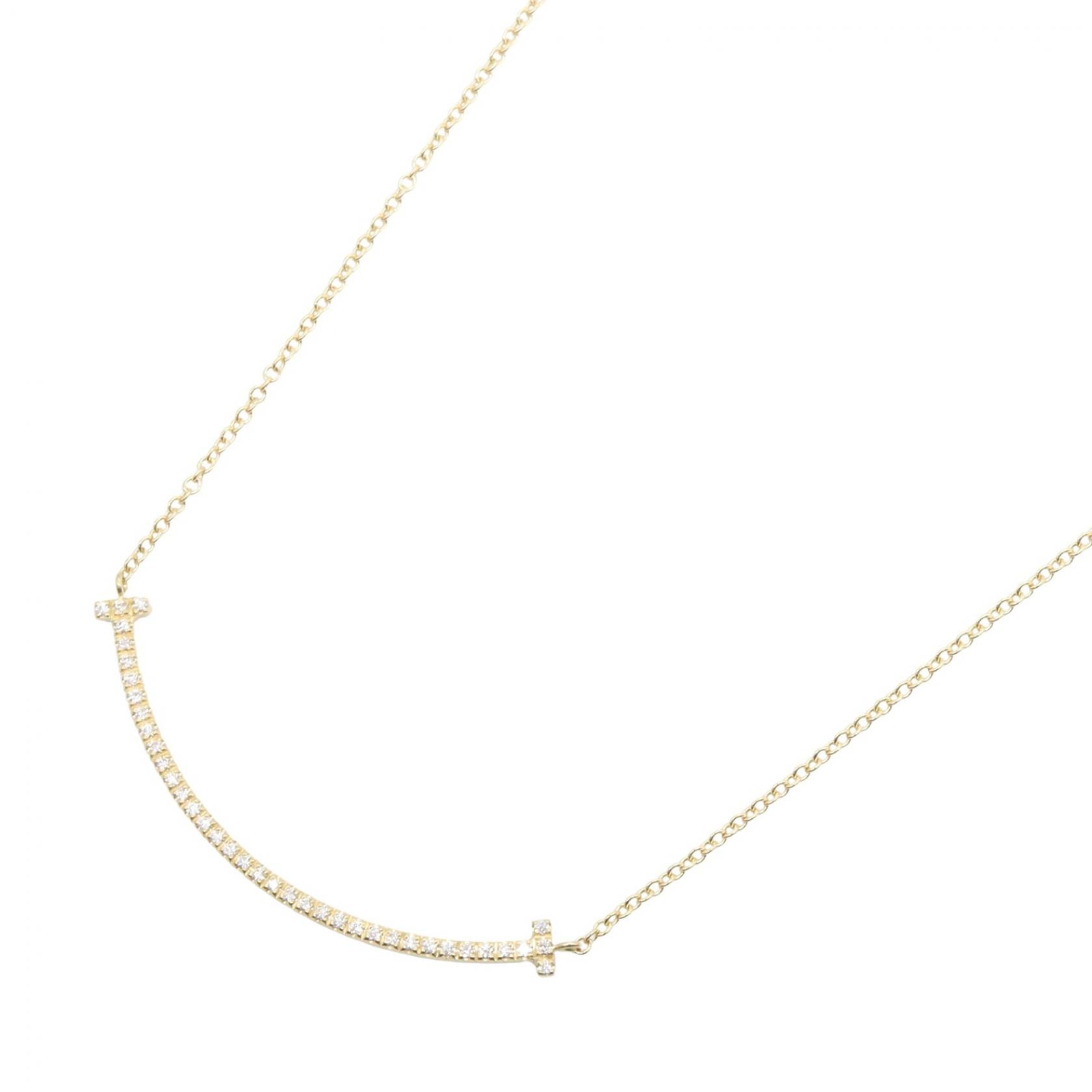 ティファニー TIFFANY&CO Tスマイル スモール ネックレス ダイヤ ネックレス ジュエリー K18(イエローゴールド) ダイヤモンド レディース ゴールド系 / クリア系 【中古】