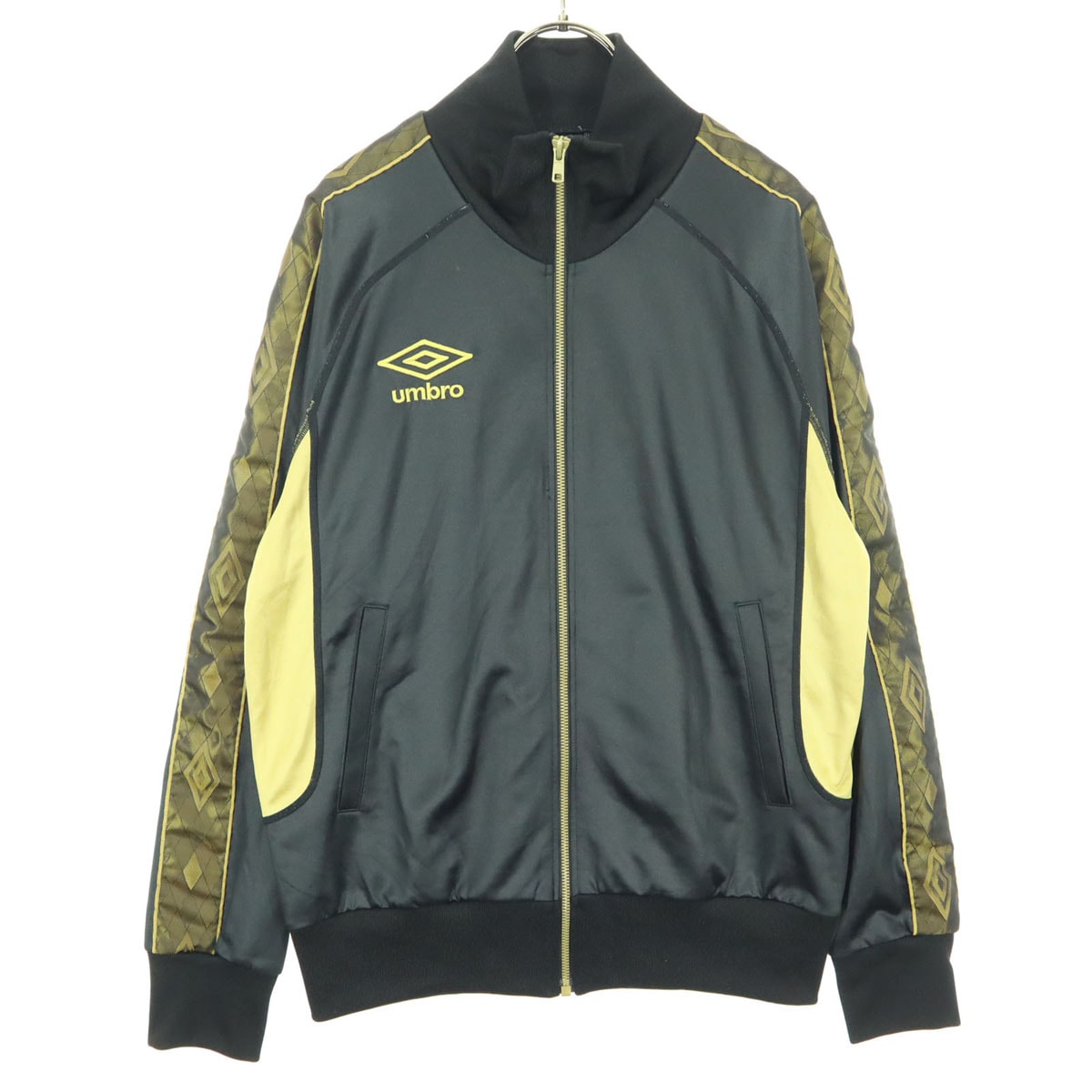 美品 umbro アンブロ バイカラー 長袖 トラックジャケット M ブラック系 ゴールド