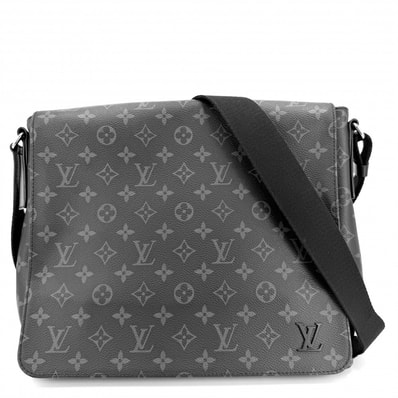 LOUIS VUITTON ルイヴィトン ショルダーバッグ モノグラムエクリプス ディストリクトMM メッセンジャーバッグ 肩掛け 斜め掛け M44001 ブラック 黒 シルバー金具 メンズ【中古品】