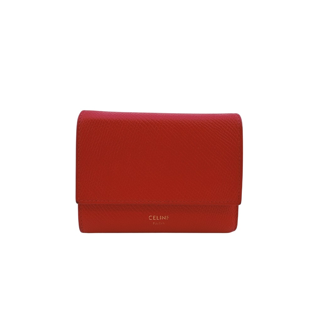 セリーヌ CELINE 三つ折り財布 コンパクトウォレット スモールトリフォールド レッド