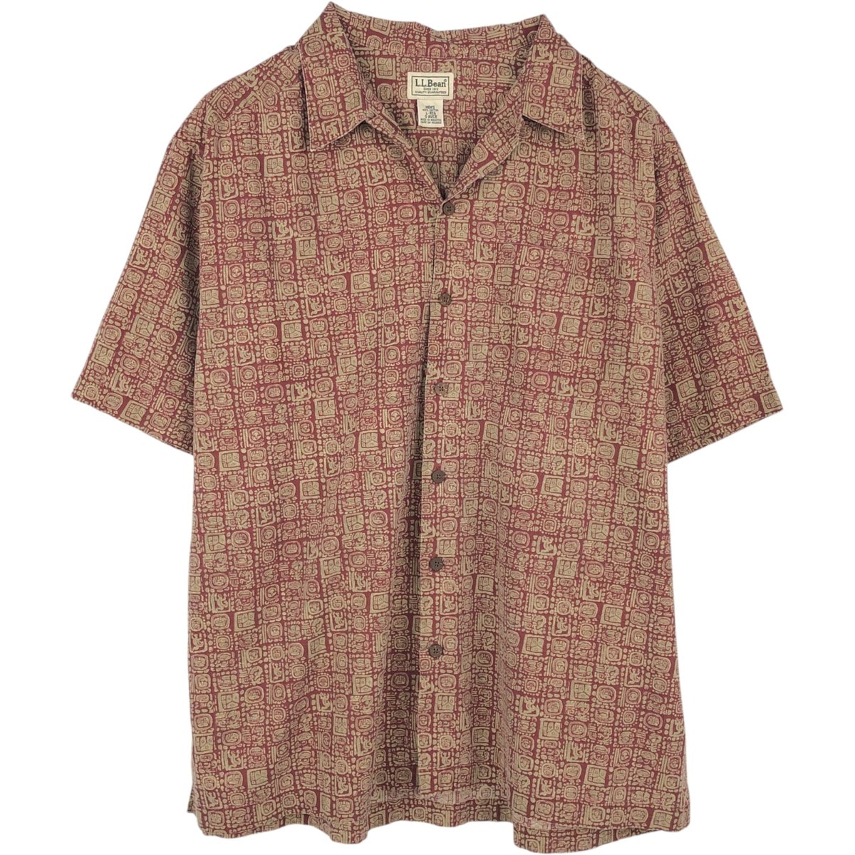 古着 90~00年代 エルエルビーン L.L.Bean 総柄 半袖 オープンカラー コットンシャツ ボックスシャツ メンズL相当 ヴィンテージ/eaa670702