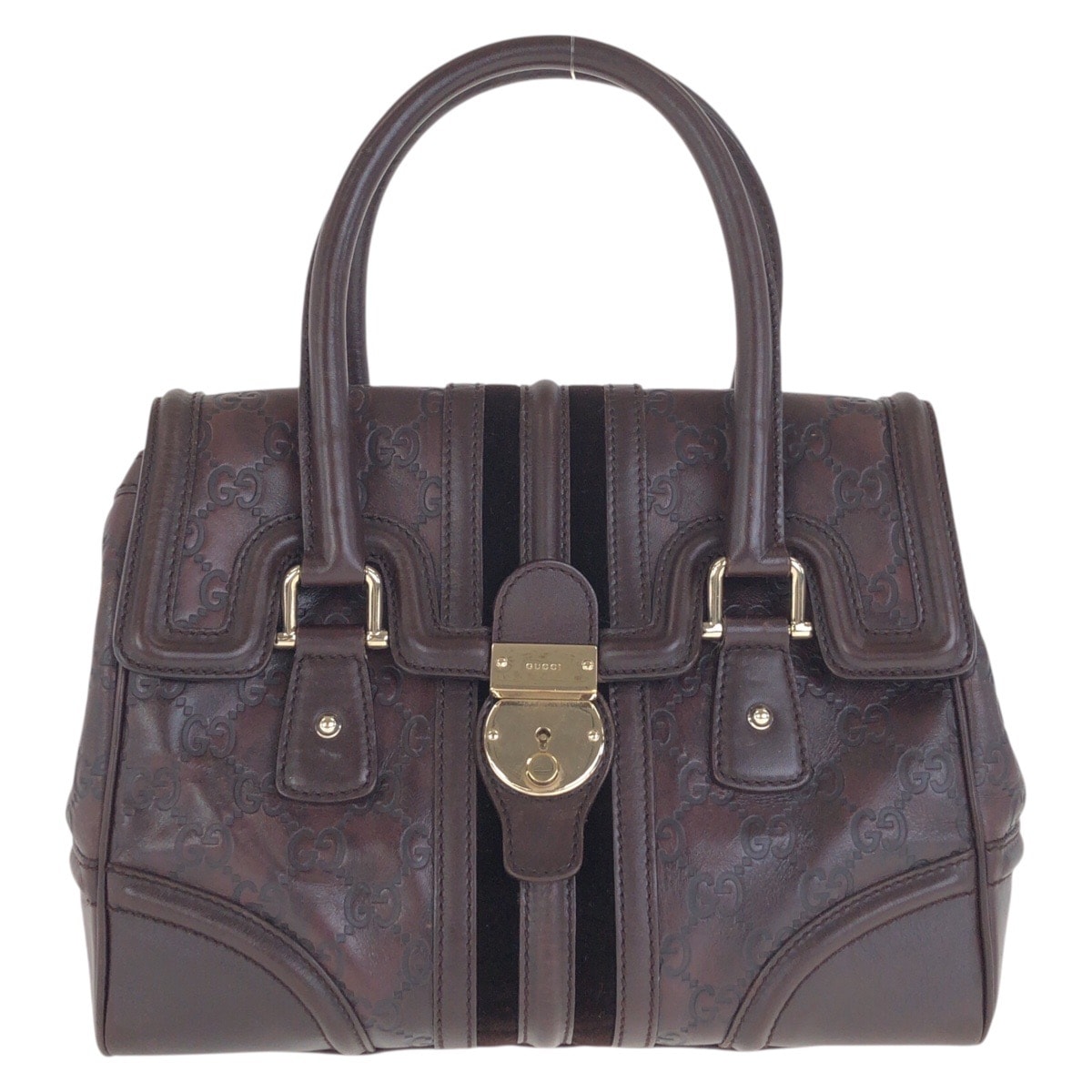 美品 GUCCI グッチ グッチシマ ブラウン ゴールド金具 レザー ハンドバッグ 600654 【中古】
