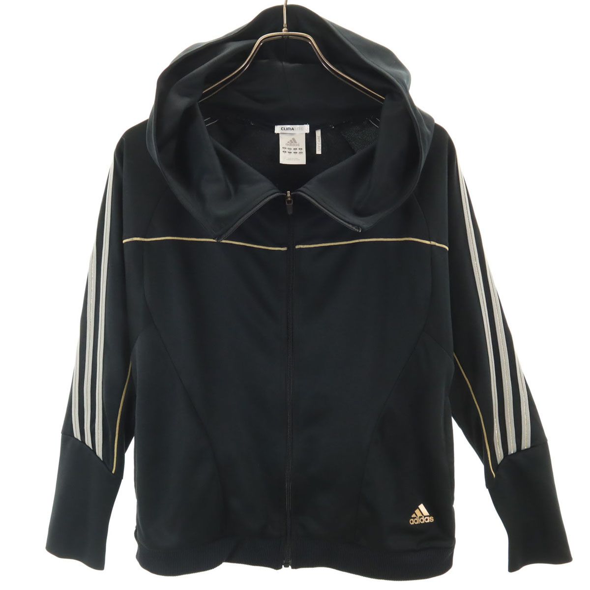 adidas アディダス 長袖 ジップパーカー M ブラック ジャージ