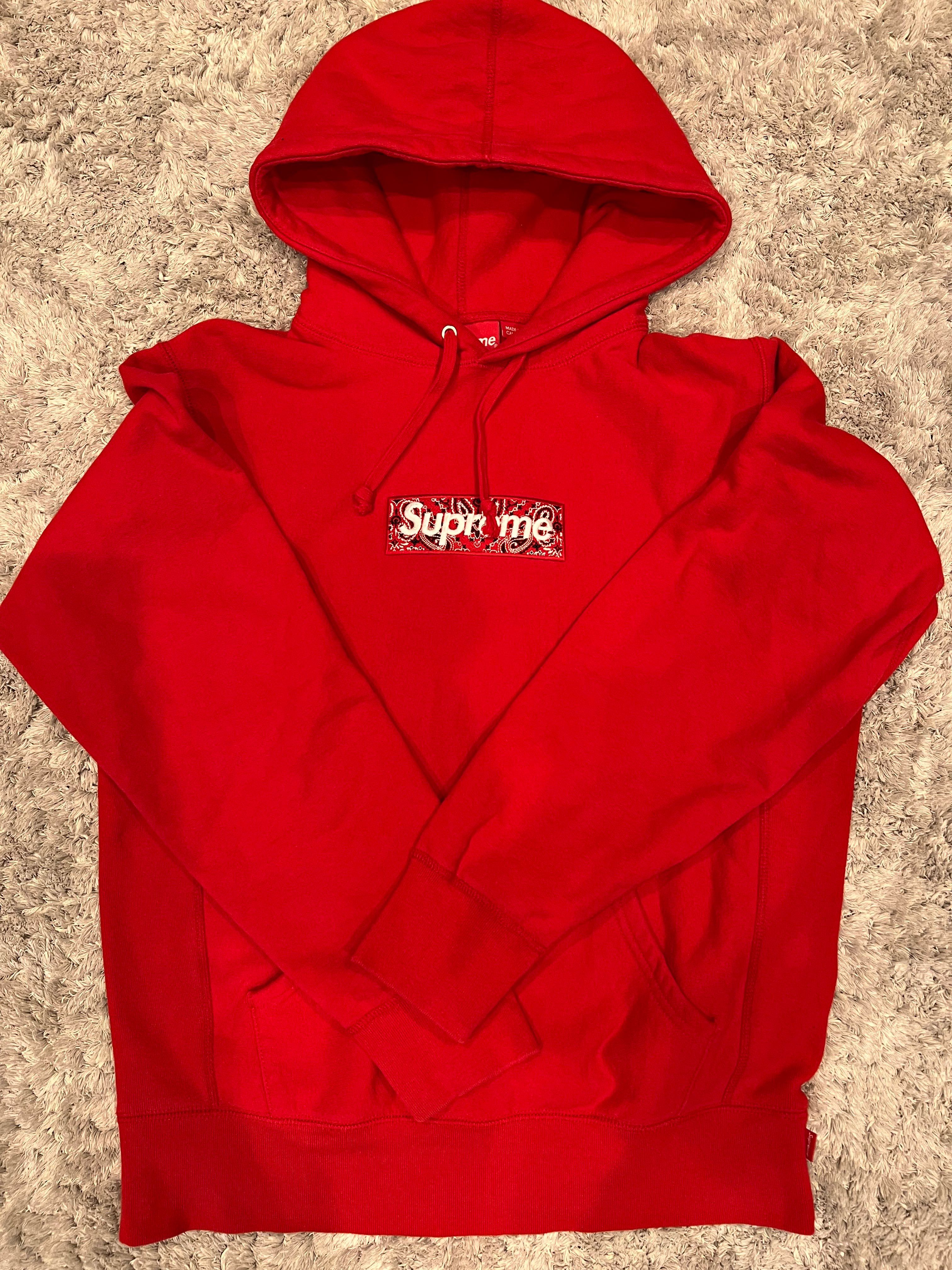 Supreme Bandana Box Logo Hooded Sweatshirt "Red"