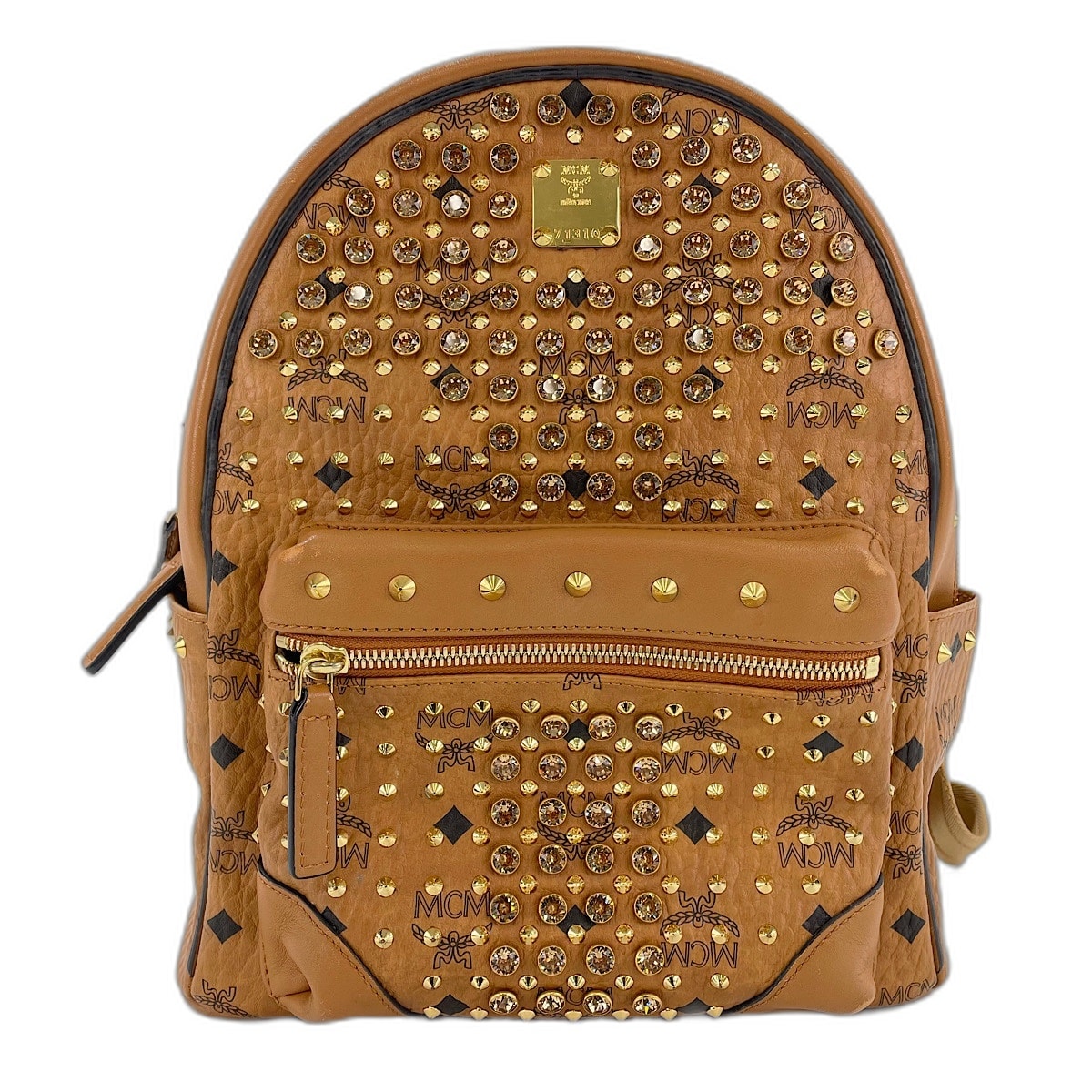 エム・シー・エム MCM ヴィトス・モノグラム・コーティング・キャンバス スワロフスキー リュック・デイパック レザー【中古】