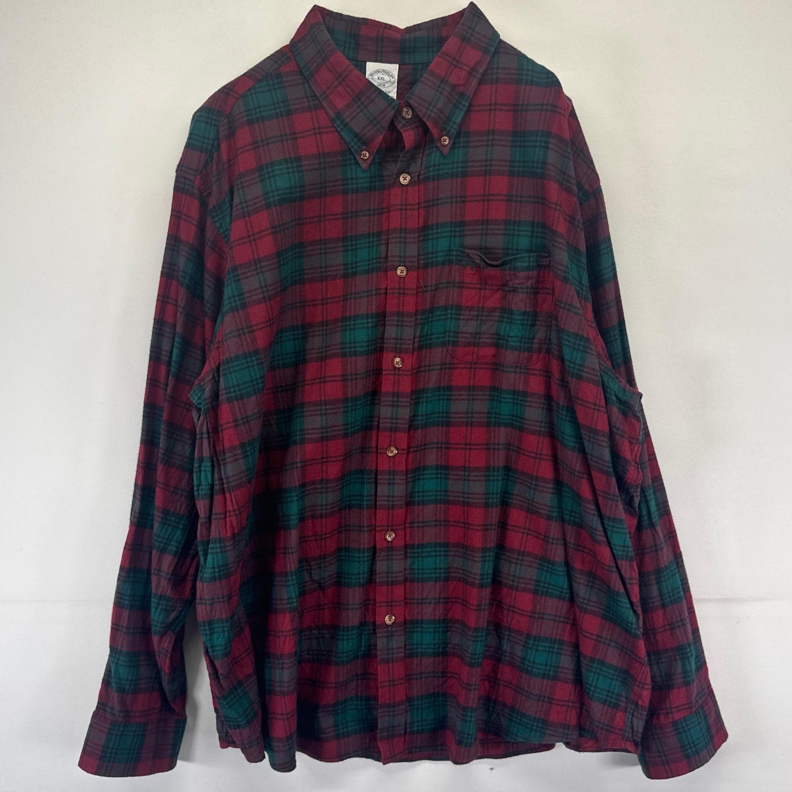 古着 ブルックスブラザーズ Brooks Brothers 長袖シャツ ボタンダウン ネルシャツ 胸ポケット 2XL  レッド系 チェック メンズ