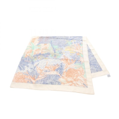 エルメス HERMES カレジェアン カレ140 FAUBOURG TROPICAL スカーフ 衣料品 シルク カシミヤ シルク レディース アイボリー系 / マルチカラー 【中古】