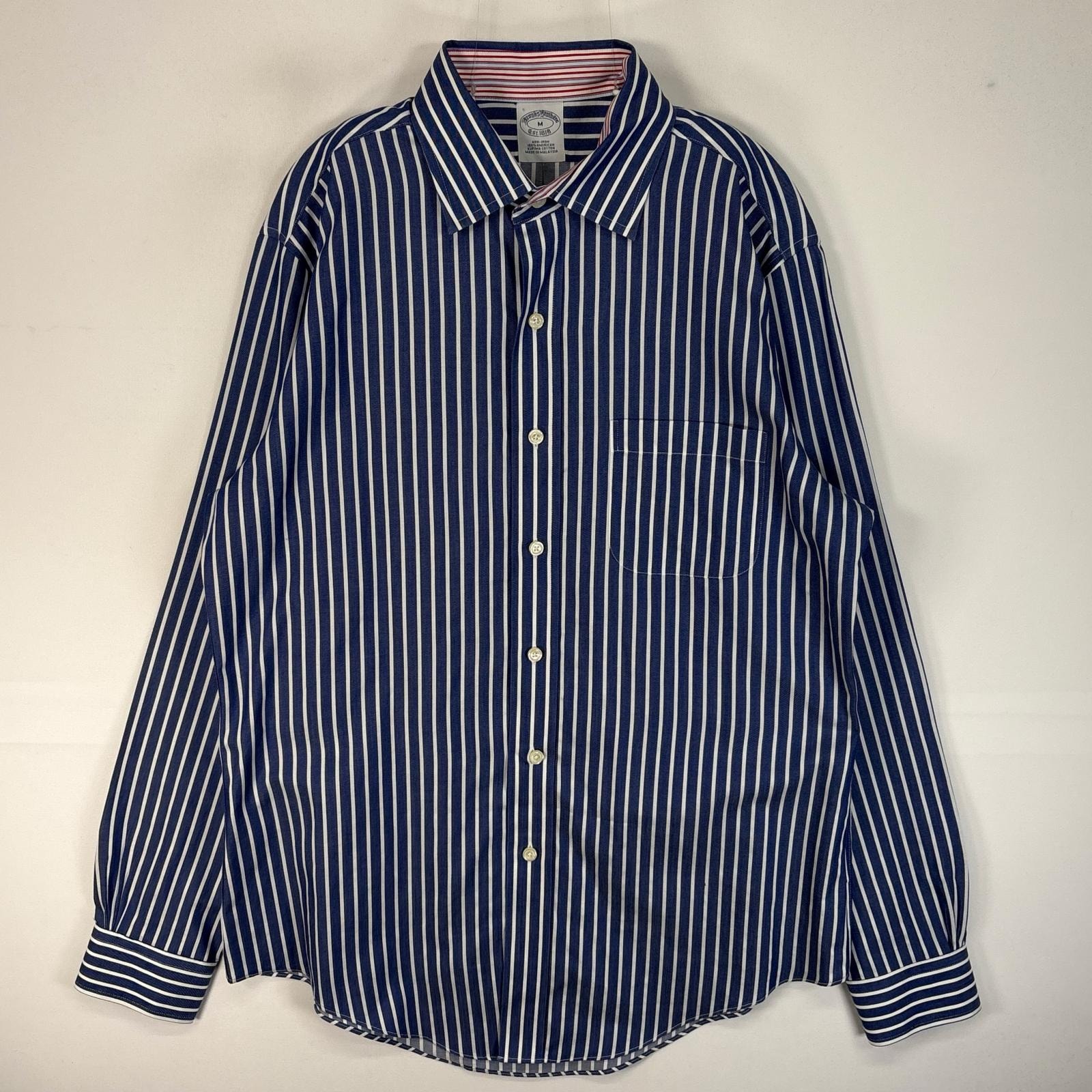 古着 ブルックスブラザーズ Brooks Brothers 長袖シャツ 胸ポケ NON-IRON M  ブルー系 ストライプ メンズ