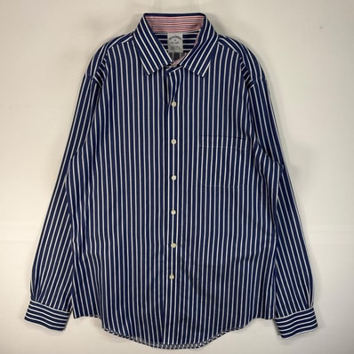 古着 ブルックスブラザーズ Brooks Brothers 長袖シャツ 胸ポケ NON-IRON M ブルー系 ストライプ メンズ