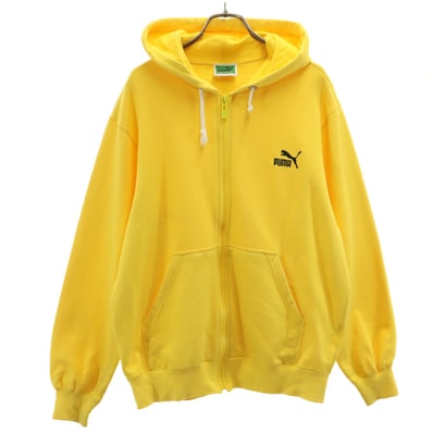 PUMA プーマ 90s 日本製 オールド 長袖 スウェット ジップパーカー L イエロー