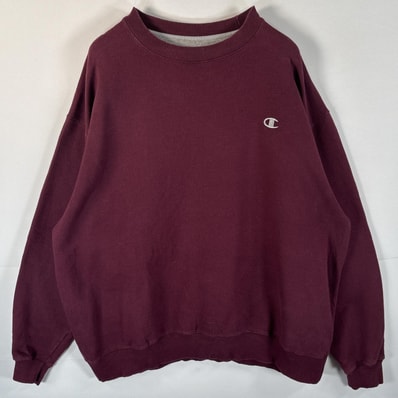 古着 チャンピオン Champion スウェット ワンポイントロゴ刺繍 大きいサイズ クルーネック トレーナー 14041 バーガンディ メンズ