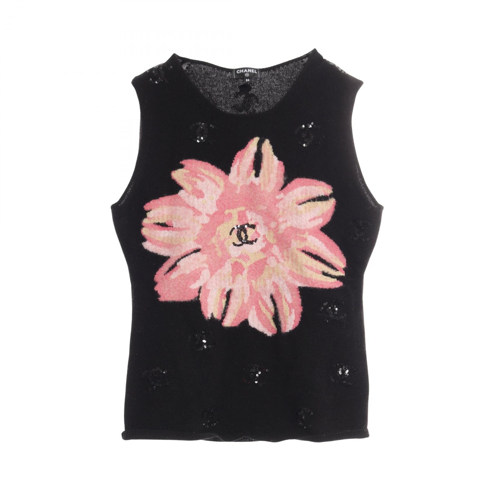 シャネル CHANEL ココマーク ニット 衣料品 トップス カシミヤ レディース ブラック系 / ピンク系 / イエロー系 P77175 【中古】