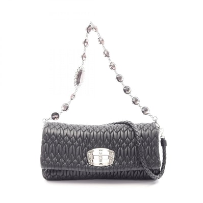 ミュウ ミュウ Miu Miu NAPPA CRYSTAL マテラッセ ショルダーバッグ バッグ レザー レディース ブラック系 RP0233 【中古】