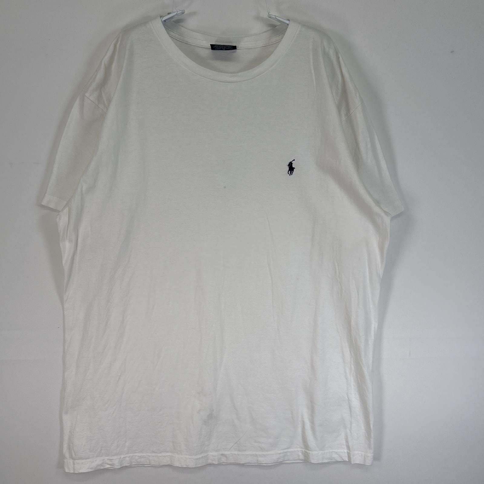 古着 90's/90年代 ポロバイラルフローレン Polo by Ralph Lauren 半袖Tシャツ ロゴ 刺繍 クルーネック M  ホワイト 無地 メンズ