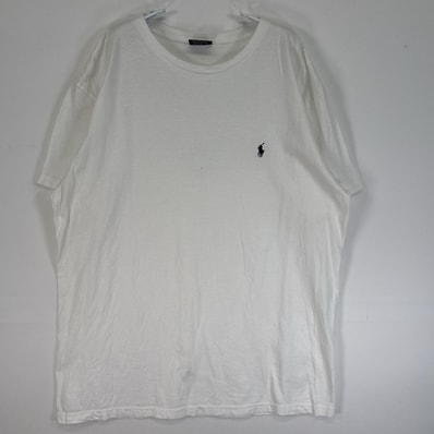 古着 90's/90年代 ポロバイラルフローレン Polo by Ralph Lauren 半袖Tシャツ ロゴ 刺繍 クルーネック M ホワイト 無地 メンズ