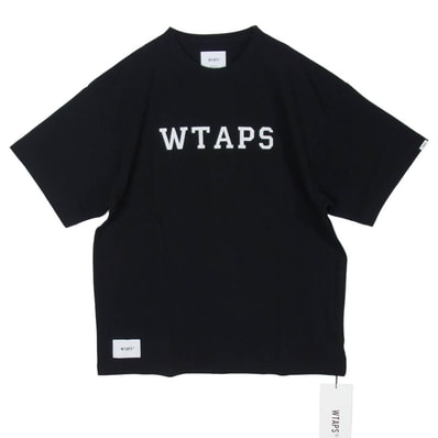WTAPS ダブルタップス 24SS 241ATDT-CSM21 ACADEMY SS COTTON COLLEGE アカデミー ショートスリーブ コットン カレッジ Tシャツ 半袖カットソー X03 ブラック系 3【新古品】【未使用】【中古】