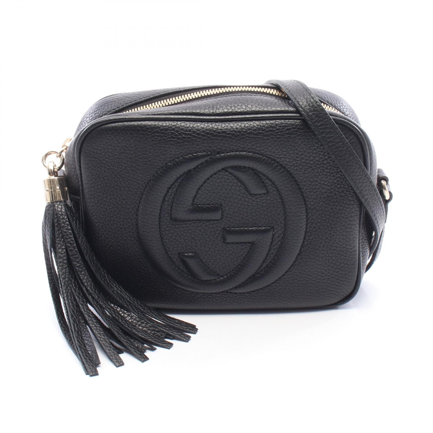 グッチ GUCCI ソーホー ディスコバッグ インターロッキングG ショルダーバッグ バッグ レザー レディース ブラック系 308364 【中古】