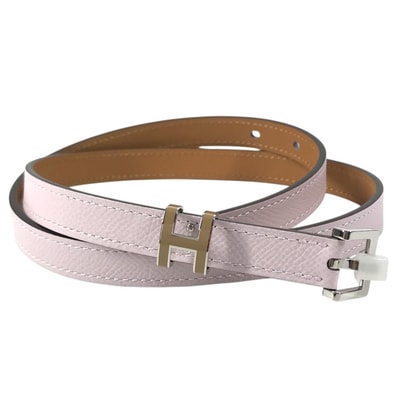 エルメス HERMES ベルト ポップ H 15 Hロゴ バックル ボトムス用ベルト 細ベルト ベルト レザー B刻 モーブペール/チャイ ピンク 未使用