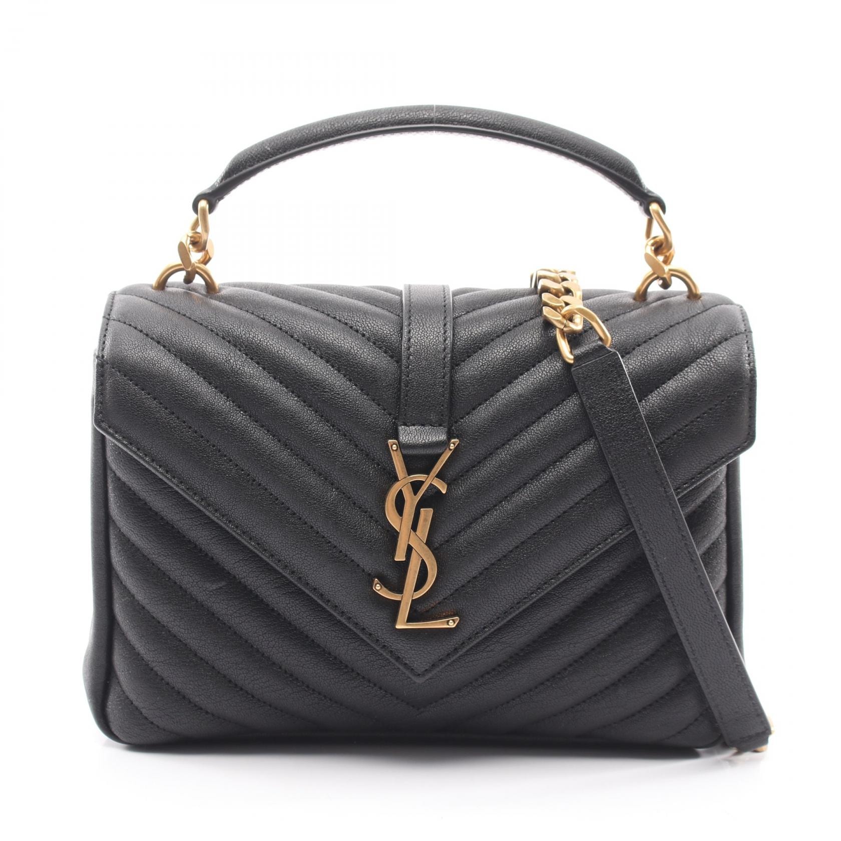 サンローランパリ SAINT LAURENT PARIS カレッジ ミディアム 2WAY ハンドバッグ バッグ レザー レディース ブラック系 600279BRM071000 【新品】