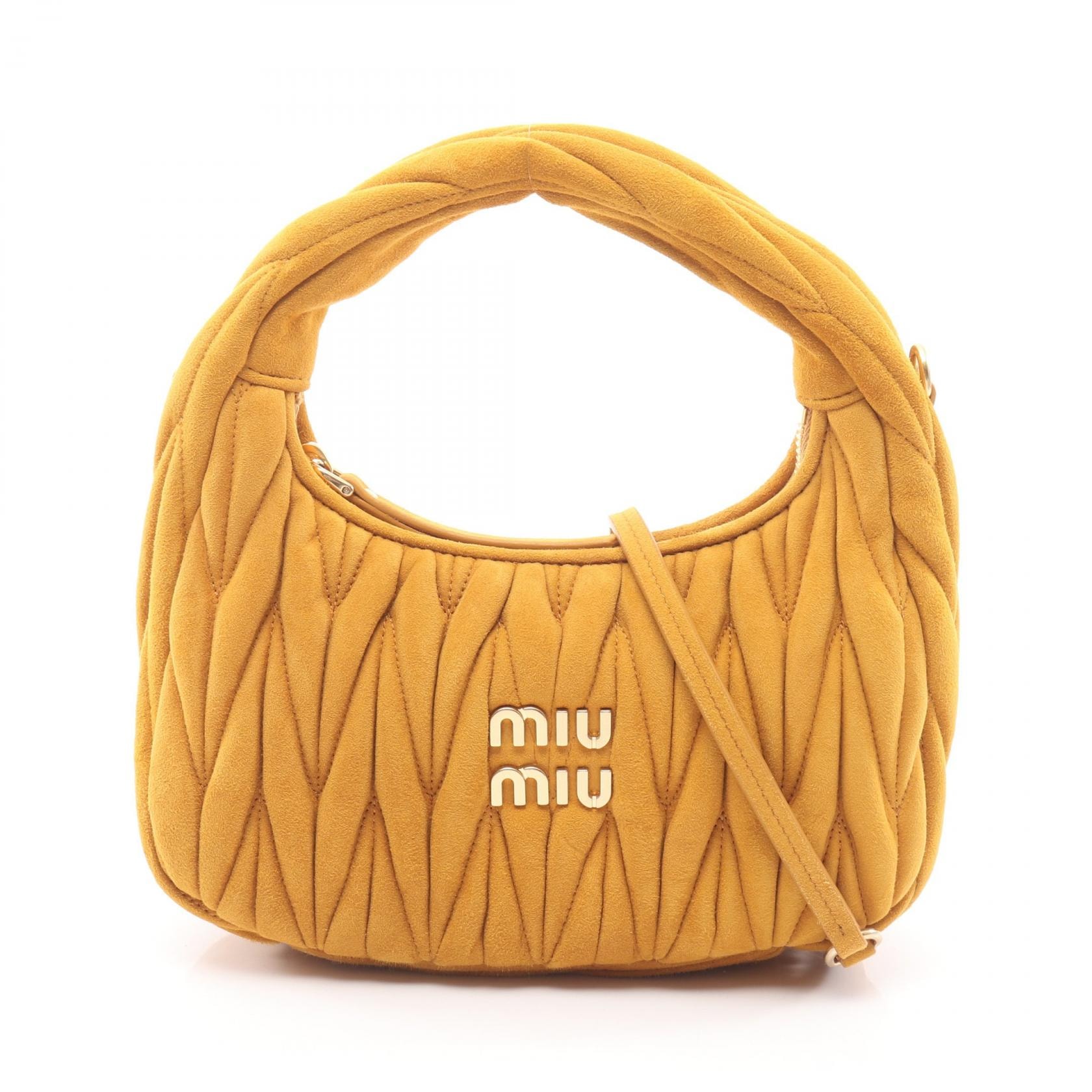 ミュウ ミュウ Miu Miu ワンダーマテラッセ 2WAY ハンドバッグ バッグ スウェード レディース ブラウン系 5BC125 【中古】