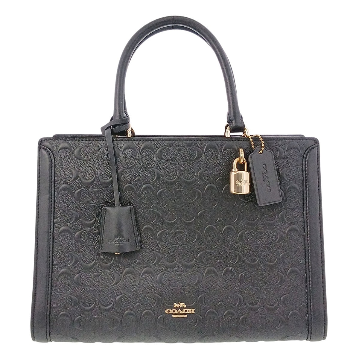 COACH コーチ ゾーイ キャリオール シグネチャー ハンドバッグ F89039 レザー ブラック レディース【中古】