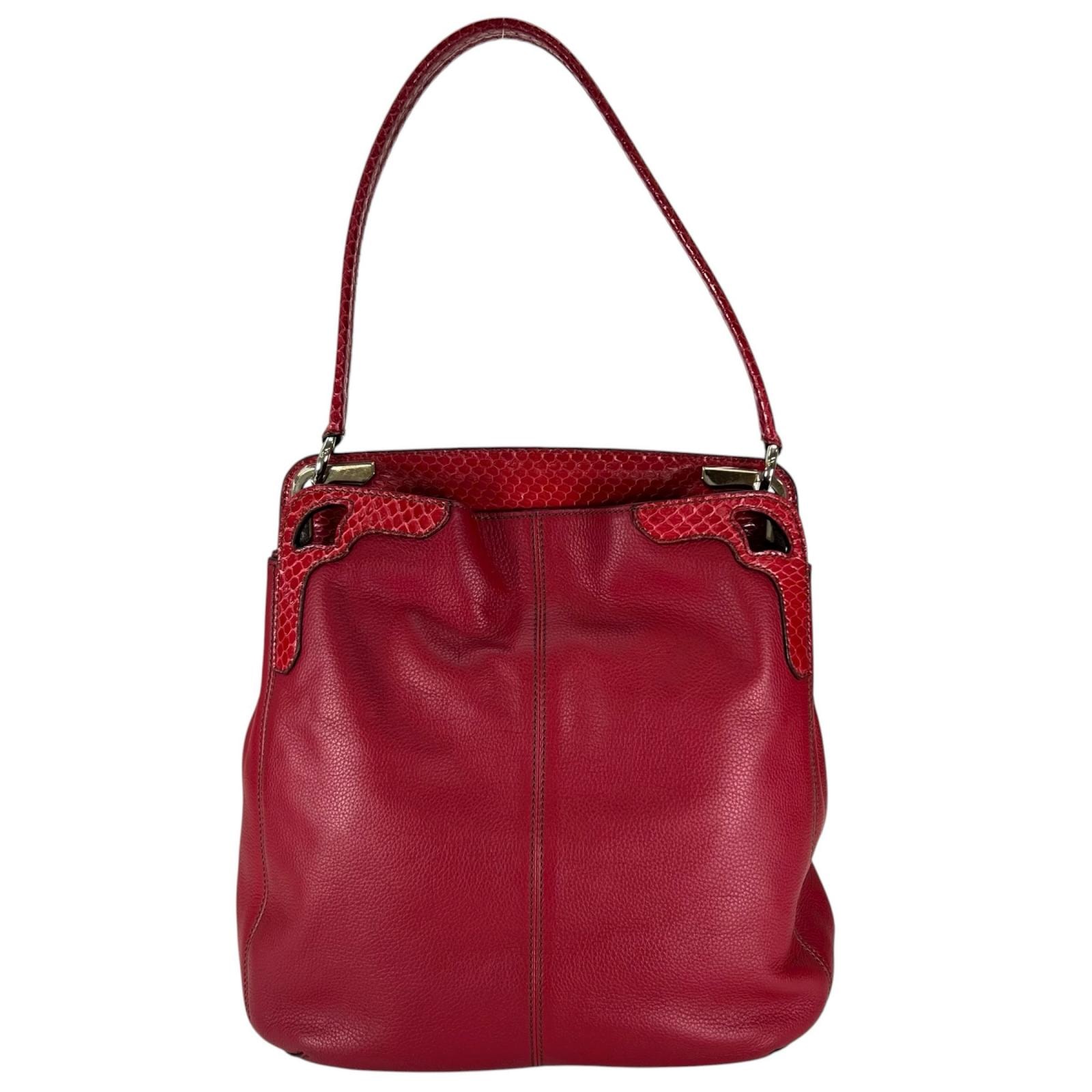 美品 CARTIER カルティエ マルチェロ ショルダーバッグ レザー/クロコダイル レッド レディース【中古】