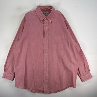 古着 ブルックスブラザーズ Brooks Brothers 長袖シャツ 胸ポケ ボタンダウン L レッド系 ストライプ メンズ