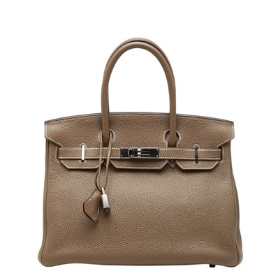 エルメス バーキン30 ハンドバッグ 内縫い X刻印 2016 エトゥープ シルバー金具 トゴ レディース HERMES 【中古】