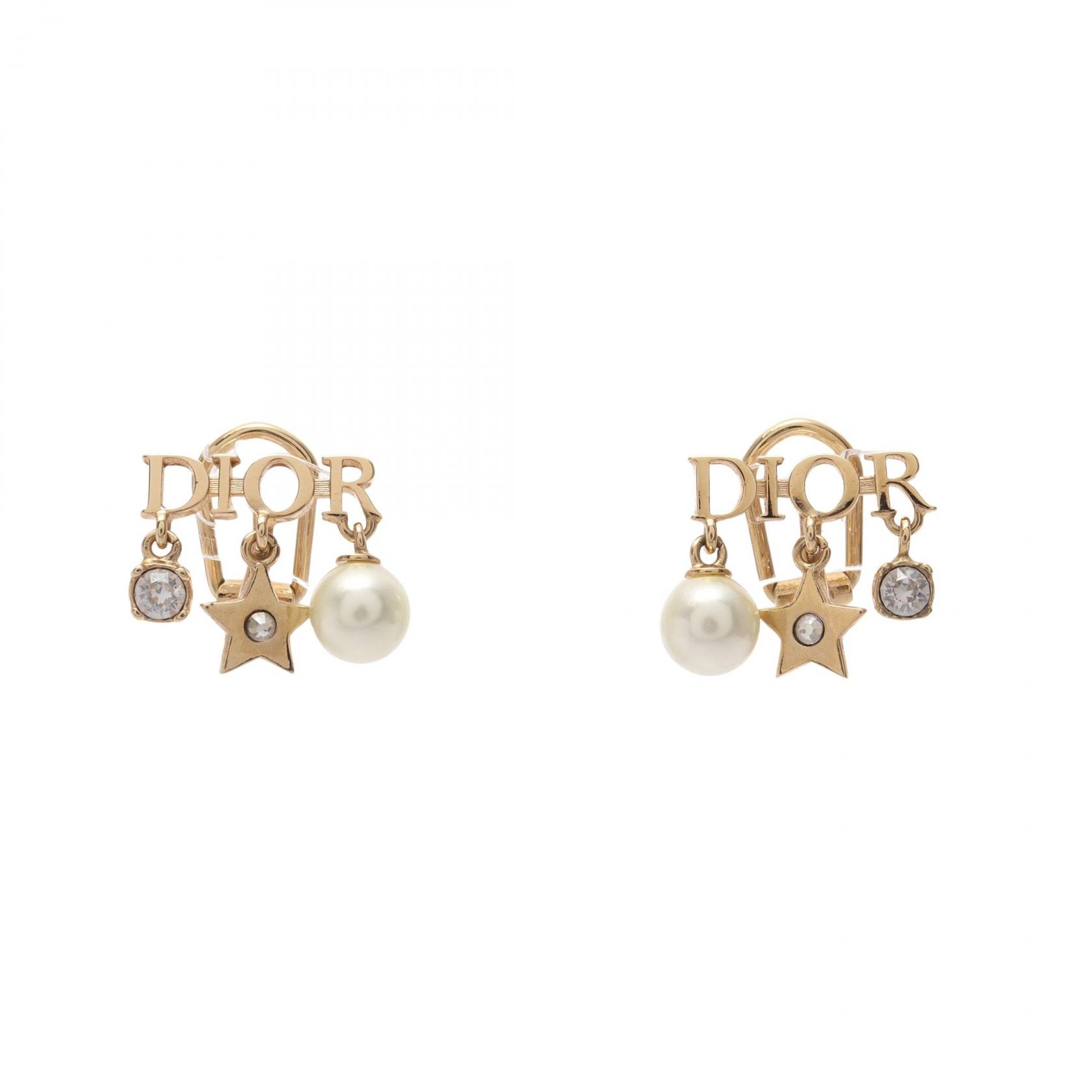 ディオール Dior DIO(R)EVOLUTION ディオレボリューション イヤリング ジュエリー GP(ゴールドメッキ) フェイクパール / ラインストーン レディース ゴールド系 / ホワイト系 / クリア系 E1680DVORS 【中古】