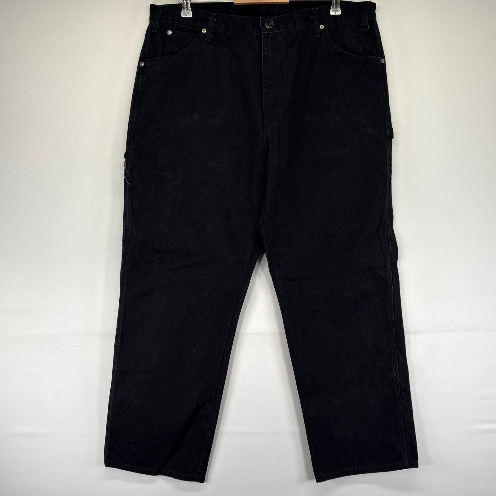 古着 ディッキーズ Dickies ダック パンツ ダック ワークパンツ ペインター ワンポイントロゴ 大きいサイズ W40×L30  ブラック系 メンズ