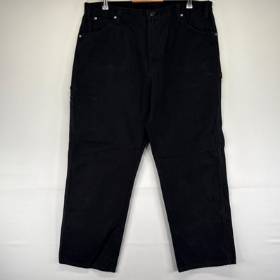 古着 ディッキーズ Dickies ダック パンツ ダック ワークパンツ ペインター ワンポイントロゴ 大きいサイズ W40×L30 ブラック系 メンズ