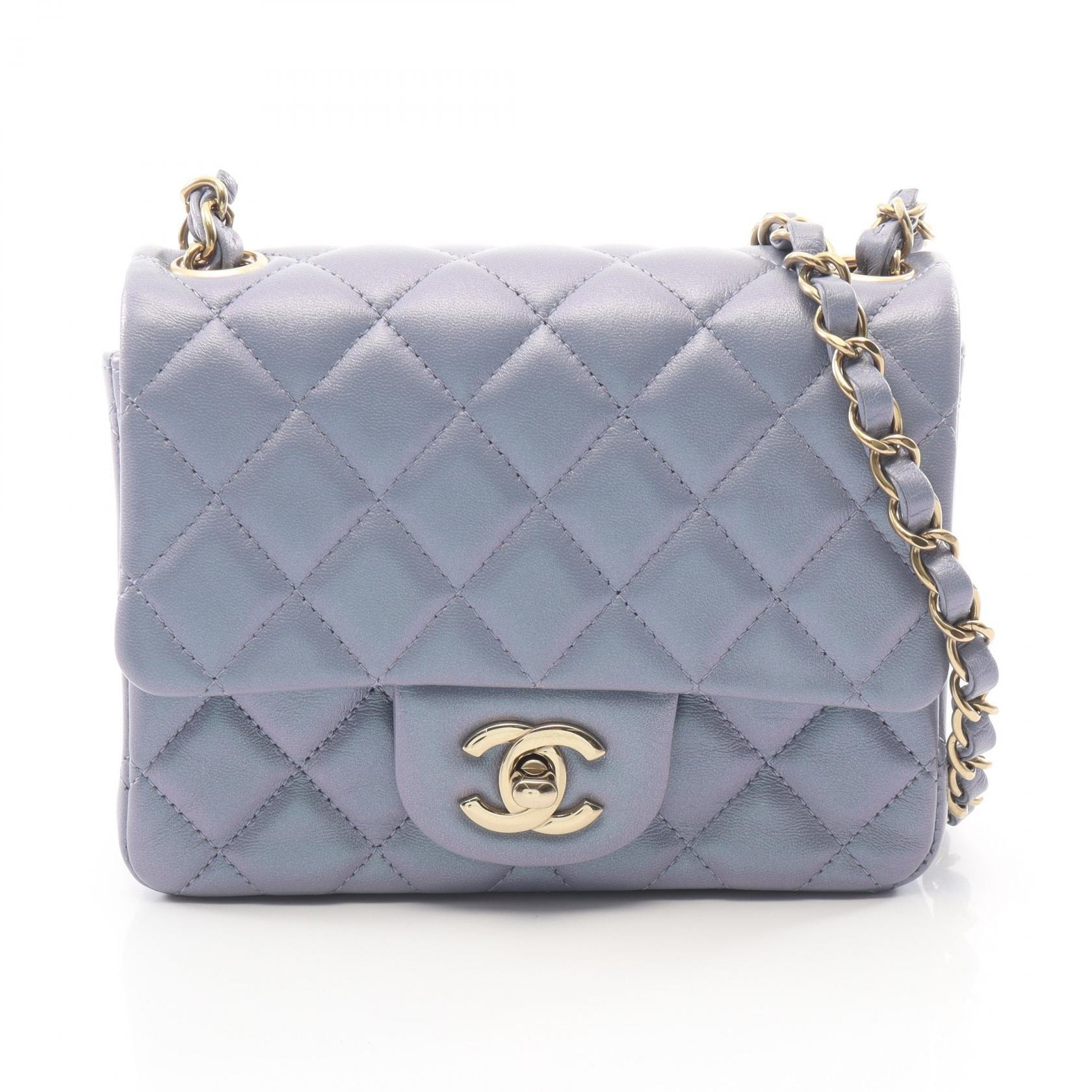 シャネル CHANEL ミニマトラッセ メタリック ショルダーバッグ バッグ ラムスキン(羊革) レディース ブルー系 【中古】
