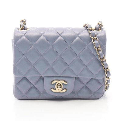 シャネル CHANEL ミニマトラッセ メタリック ショルダーバッグ バッグ ラムスキン(羊革) レディース ブルー系 【中古】