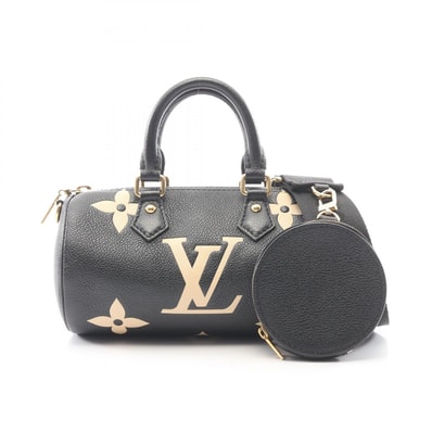 ルイ・ヴィトン LOUIS VUITTON パピヨンBB 2WAY ハンドバッグ バッグ レザー モノグラム・アンプラント ベージュ レディース ブラック系 / ベージュ系 / バイカラー M45980 【中古】