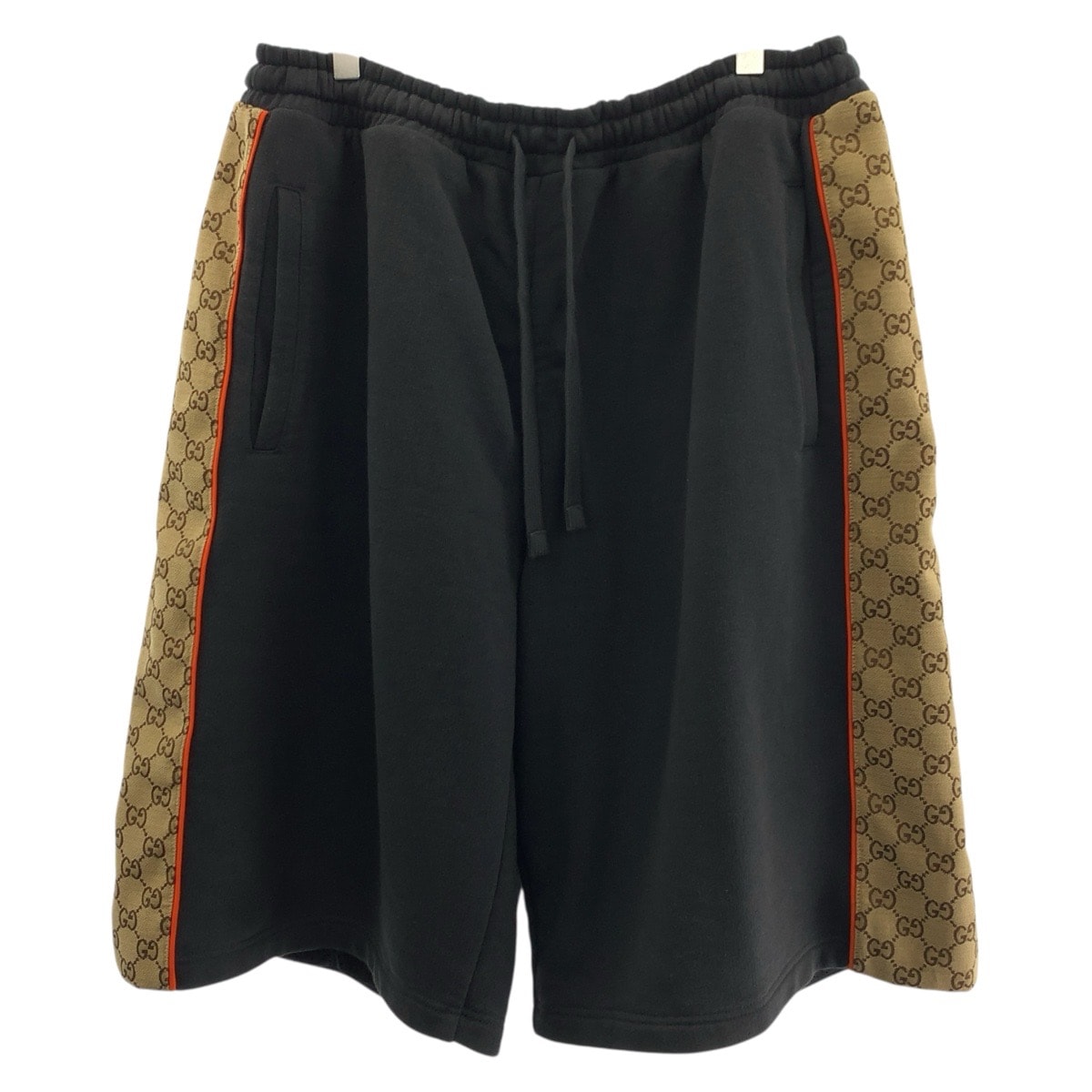 美品 GUCCI グッチ GGインサート サイズL ブラック ダークグレー コットン ショートパンツ ハーフパンツ 604369 【中古】