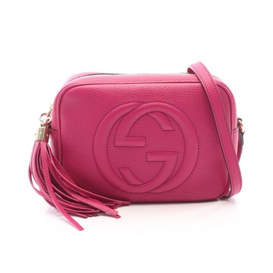 グッチ GUCCI ソーホー ディスコバッグ インターロッキングG ショルダーバッグ バッグ レザー レディース ピンク系 308364 【中古】