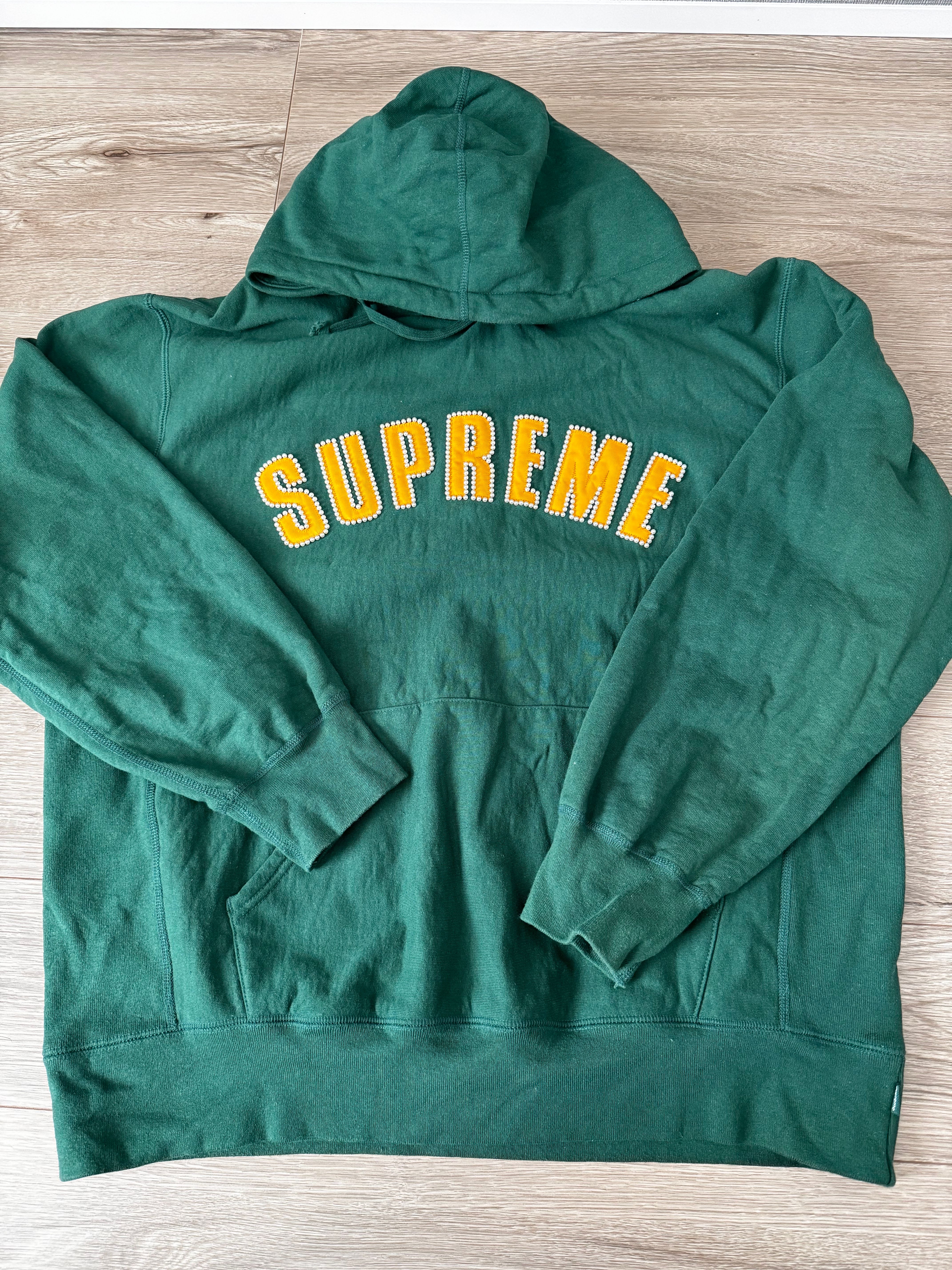 Supreme Pearl Logo Hooded Sweatshirt "Dark Green"