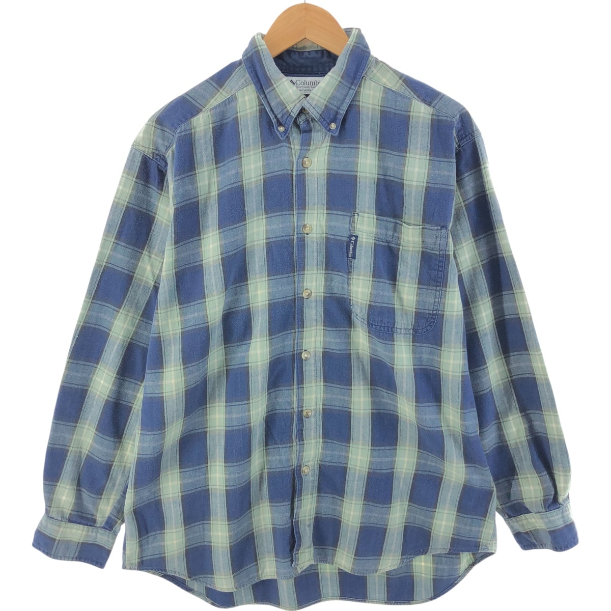 古着 90~00年代 コロンビア Columbia 長袖 ボタンダウン ライトネルシャツ メンズL相当/eaa525113