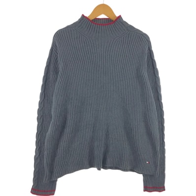 古着 トミーヒルフィガー TOMMY HILFIGER ハイネック コットンニットセーター メンズL相当/eaa501601