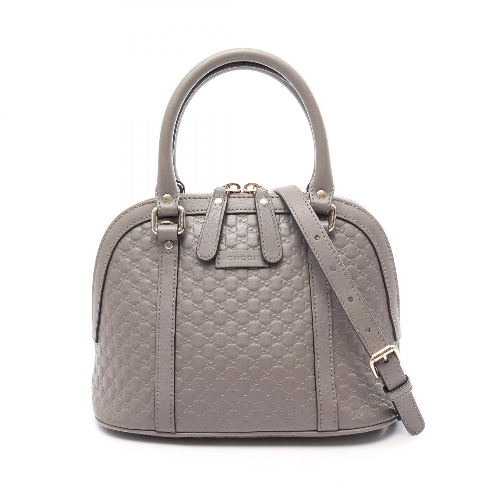グッチ GUCCI マイクログッチシマ 2WAY ハンドバッグ バッグ レザー レディース グレー系 449654 【中古】