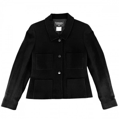 CHANEL シャネル ジャケット ココボタン 服 アパレル アウター 38 ブラック 黒 ウール ナイロン ライクラ シルク レディース 秋 冬 1998年【中古品】