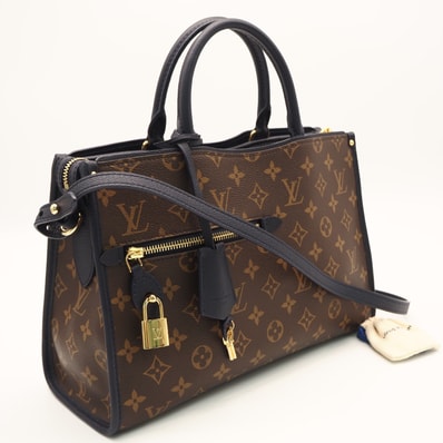 極美品 LOUIS VUITTON ルイ・ヴィトン モノグラム ポパンクールPM M43434 2wayハンドバッグ ブラウン ベージュ ネイビー コーティングキャンバス レザー レディース
