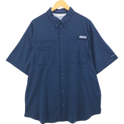 古着 コロンビア Columbia PFG OMNI-SHADE オムニシェイド リップストップ ボタンダウン 半袖 フィッシングシャツ メンズXL相当/eaa564083