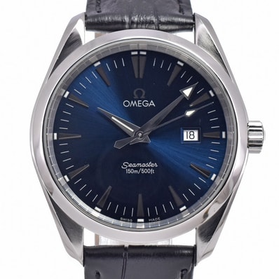 オメガ OMEGA 2517.80.00 シーマスター アクアテラ デイト ブルー クォーツ メンズ 良品 箱・保証書付き 腕時計 J#150650